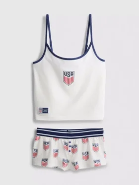 Pijamas curto tipo cami com alças finas, rico em algodão, da USA FC