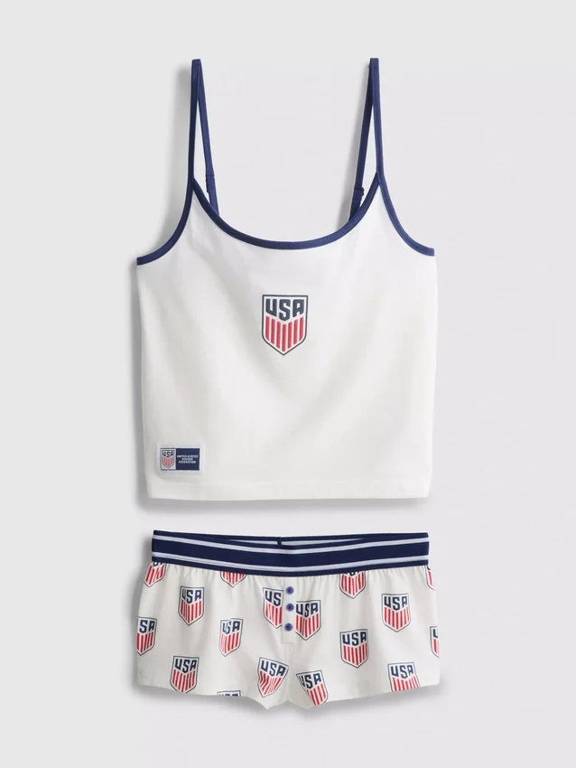Pijamas curto tipo cami com alças finas, rico em algodão, da USA FC