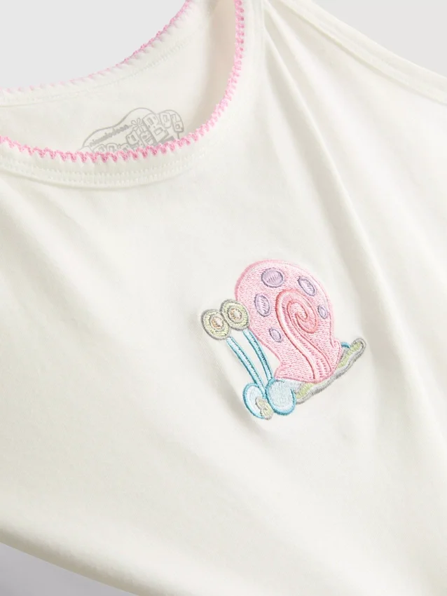 Pijamas curto tipo camisola sem mangas do Bob Esponja com o Gary