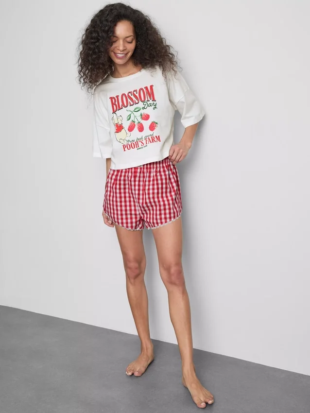 Pijamas curto xadrez do Winnie the Pooh da Disney