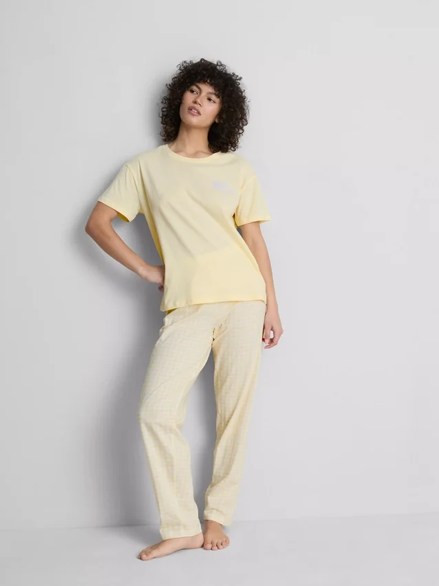 Pijamas de algodão com estampado xadrez