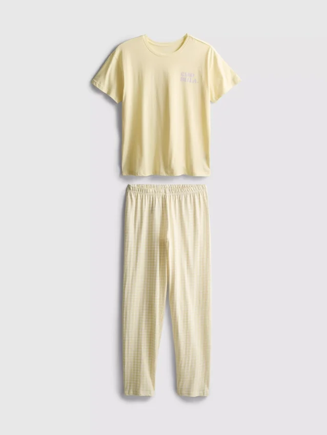 Pijamas de algodão com estampado xadrez
