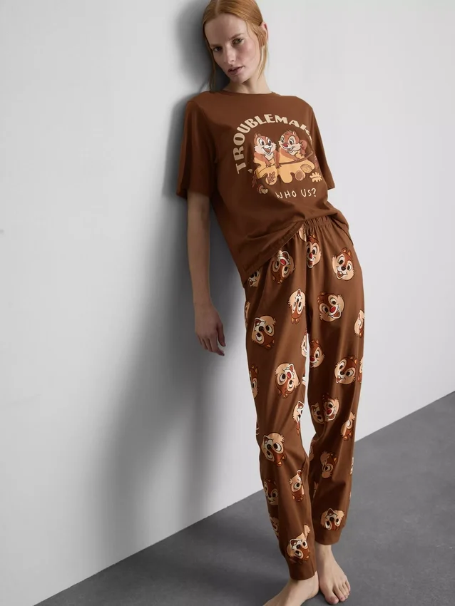 Pijamas de algodão da Disney com Chip e Dale