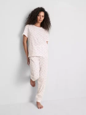 Pijamas de calções de manga curta em algodão estampado
