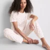 Pijamas de calções de manga curta em algodão estampado