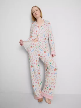 Pijamas estilo «boyfriend» com estampado «Sweet treat»