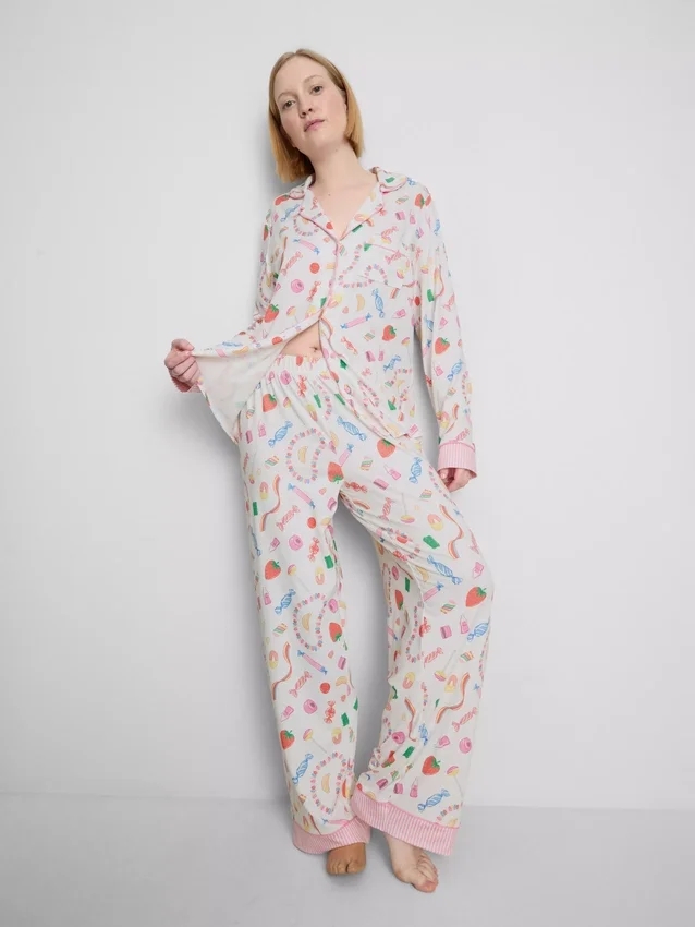 Pijamas estilo «boyfriend» com estampado «Sweet treat»