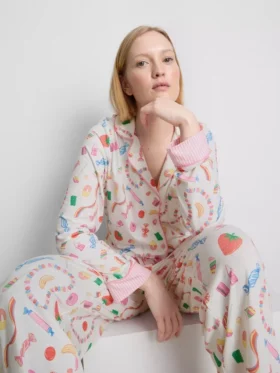Pijamas estilo «boyfriend» com estampado «Sweet treat»