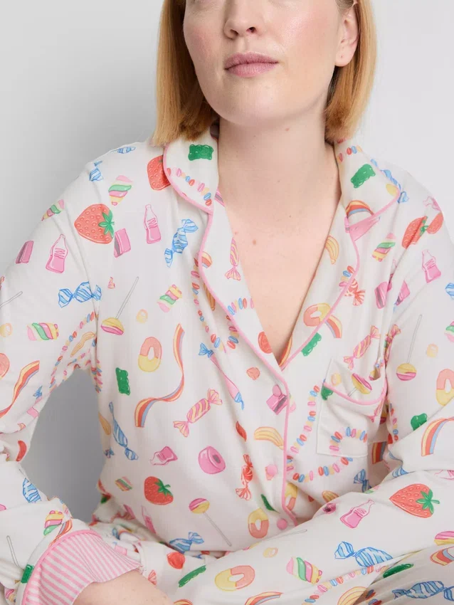 Pijamas estilo «boyfriend» com estampado «Sweet treat»
