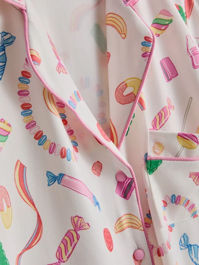 Pijamas estilo «boyfriend» com estampado «Sweet treat»