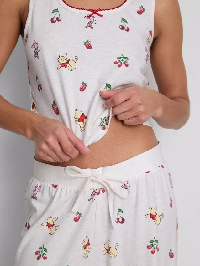 Pijamas sem mangas estampados da Disney com o Ursinho Pooh, em tecido rico em algodão