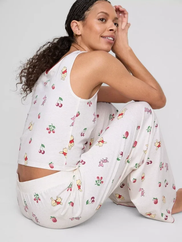 Pijamas sem mangas estampados da Disney com o Ursinho Pooh, em tecido rico em algodão
