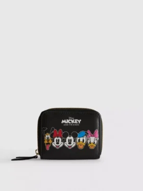 Porta-moedas pequeno da Disney com o Mickey e os amigos em imitação de couro