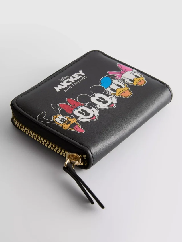 Porta-moedas pequeno da Disney com o Mickey e os amigos em imitação de couro