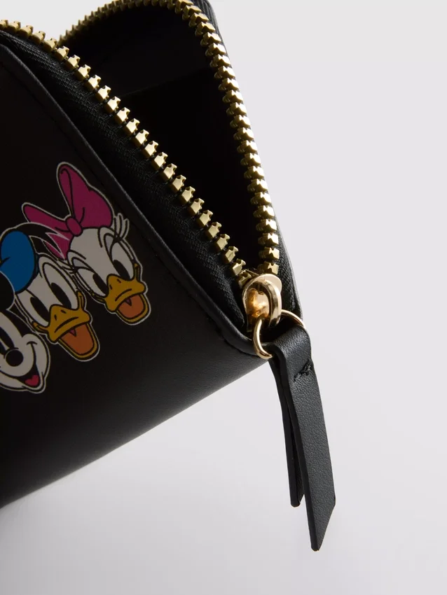 Porta-moedas pequeno da Disney com o Mickey e os amigos em imitação de couro