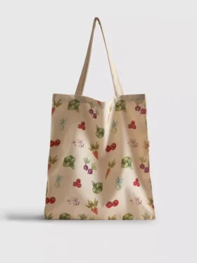 Saco de compras com estampado vegetal
