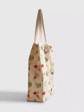 Saco de compras com estampado vegetal