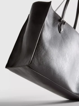 Saco de compras em imitação de couro com efeito craquelado