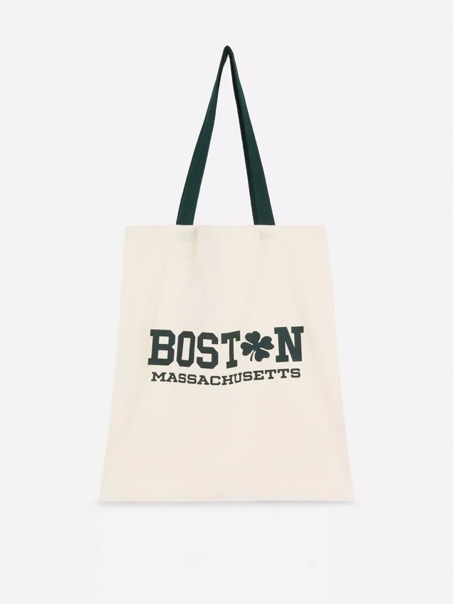 Saco de compras urbano com estampado em algodão