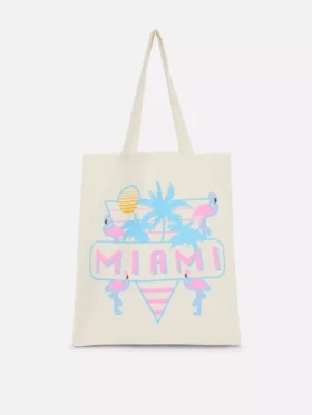 Saco de compras urbano com estampado em algodão