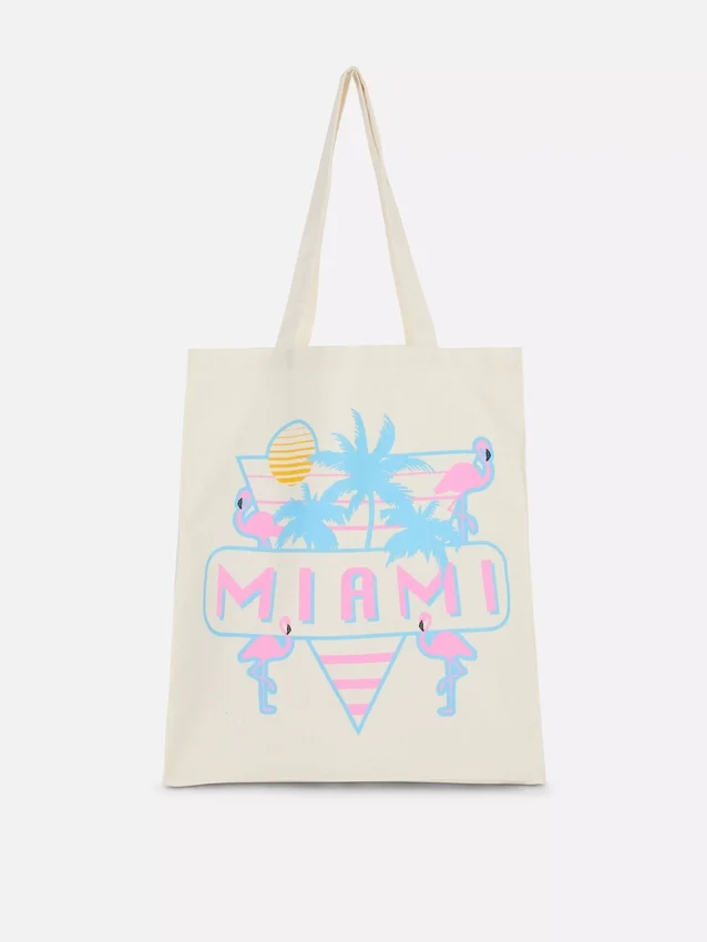Saco de compras urbano com estampado em algodão
