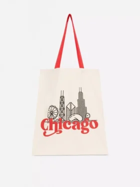 Saco de compras urbano com estampado em algodão