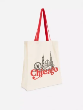 Saco de compras urbano com estampado em algodão