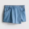 Saia-calça assimétrica em ganga de algodão