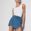 Saia-calça assimétrica em ganga de algodão