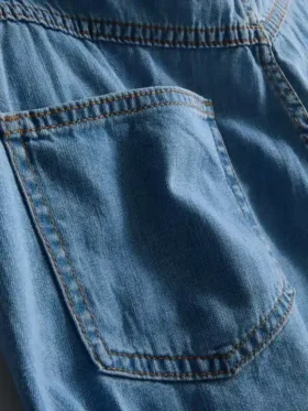 Saia-calça assimétrica em ganga de algodão