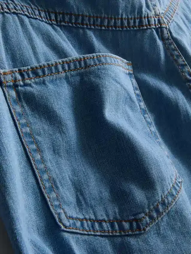 Saia-calça assimétrica em ganga de algodão