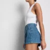 Saia-calça assimétrica em ganga de algodão