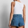Saia-calça assimétrica em ganga de algodão