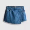 Saia-calça assimétrica em ganga de algodão