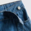 Saia-calça assimétrica em ganga de algodão