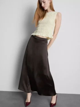 Saia maxi circular em cetim