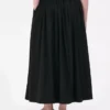 Saia maxi com cintura franzida