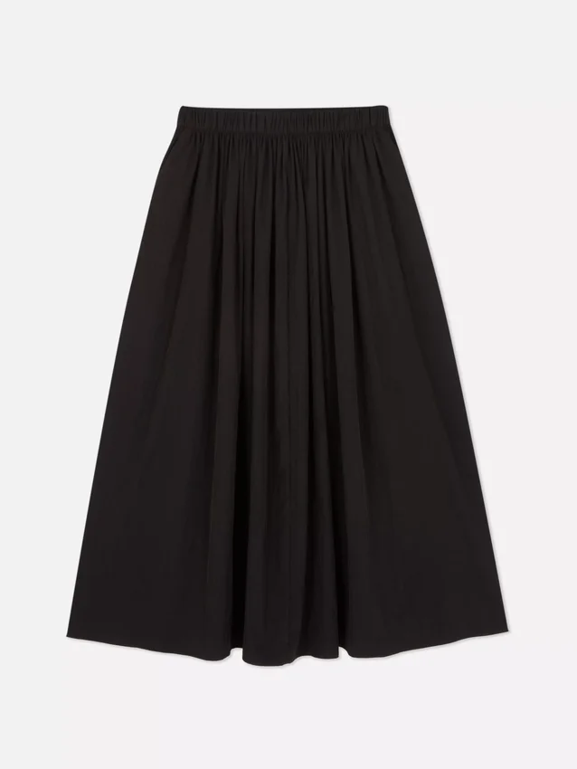 Saia maxi com cintura franzida