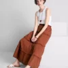 Saia maxi em voile com camadas
