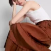 Saia maxi em voile com camadas