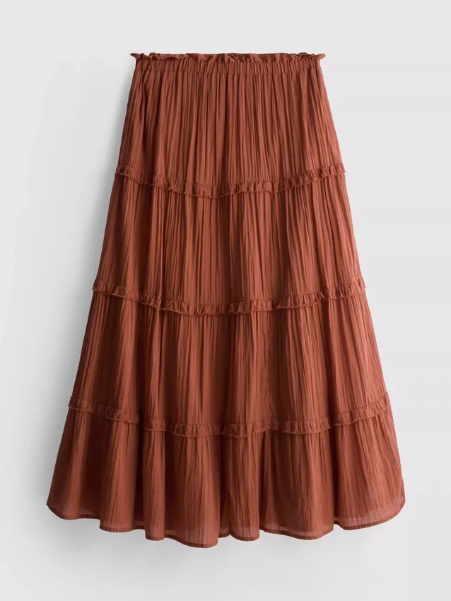 Saia maxi em voile com camadas