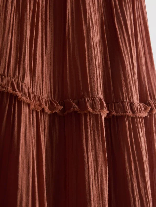 Saia maxi em voile com camadas