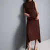 Saia midi com bainha em forma de lenço