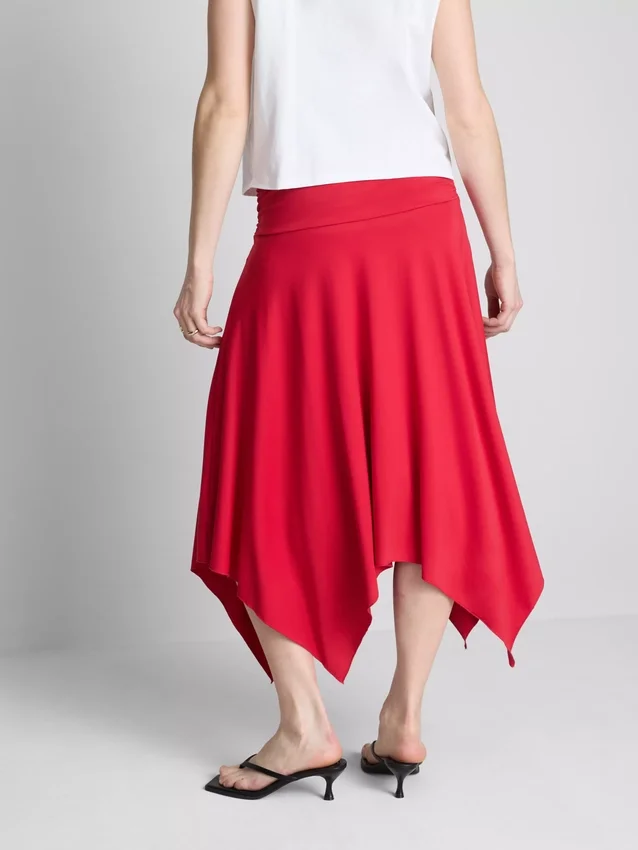 Saia midi com bainha em forma de lenço