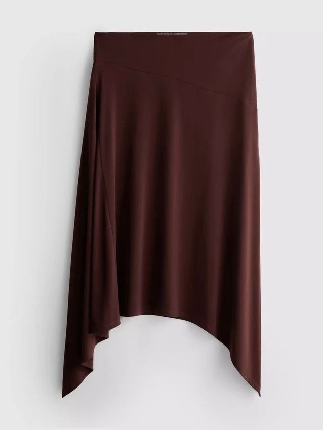 Saia midi com bainha em forma de lenço
