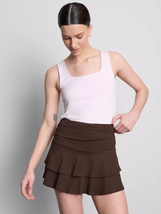 Saia mini «Rara» com franzido na cintura