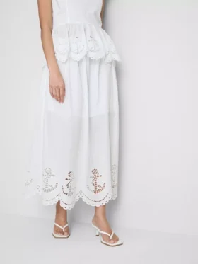 Saias midi de algodão com ilhós de estilo náutico