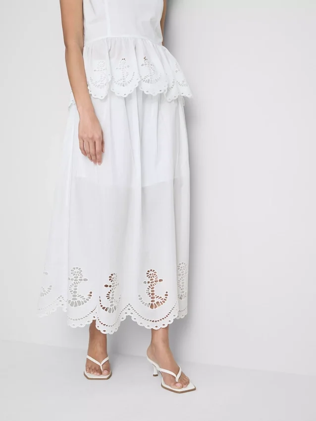 Saias midi de algodão com ilhós de estilo náutico