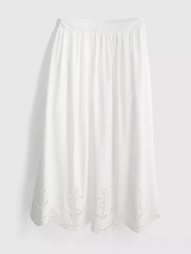 Saias midi de algodão com ilhós de estilo náutico