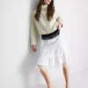 Saias midi em camadas de renda com elevado teor de algodão